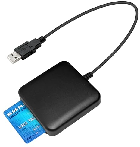 Jadeshay Card Reader, USB Smart ID Card Reader RFID Reader Identity Card Recognition Reader Adapter ACR39U-U1 Black
