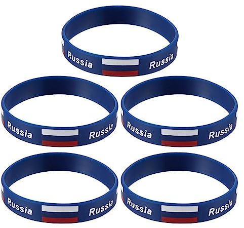 Yardwe 5Er Set Silikonarmbänder Mit Länderflaggen-Print Russland Sport Armband Für Fußballfans Internationalen Wettkampf Weiches Einheitsgröße Sportaccessoire