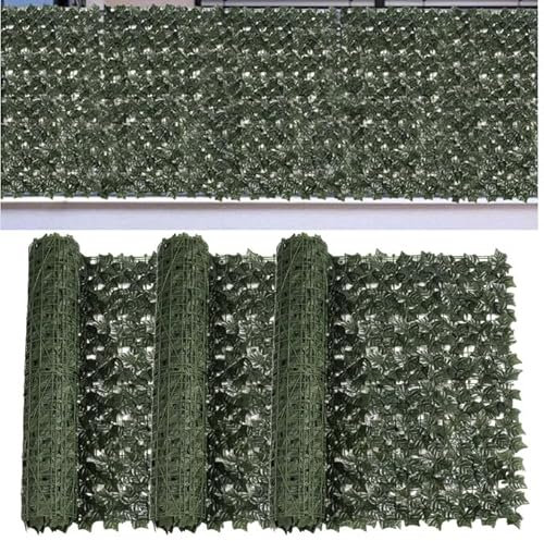 Künstliche Efeu Hecken Garten Sichtschutz Hecken Pflanzenwand Balkon Sichtschutz Paneele Rolle Pflanzen Hängend Girlande für Gartenhecken Balkon Außendekoration 0.5m x 3m (3 Set)