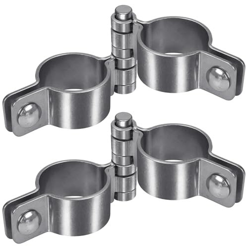 Insaga 2-3/8'' Chain Link Fence Gate Post Hinge Kit, Thick 304 Stainless Steel Gate Hinges Includes Female & Male Hinges, Load Capacity up to 500LB (2 Pairs)