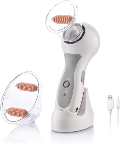 CELLUSTOP - Aspirateur Anti Cellulite avec Ventouses de Massage - Appareil de Massage Palper Rouler avec 2 Ventouses sous Vide - Masseur anti cellulite avec Base de Chargement - Cable USB - Blanc