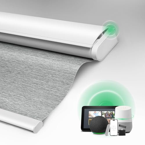 Hapadif Motorized Blinds with Remote,Blackout Cordless Roller Shades for Windows,Smart Automatic Blinds Compatible with Alexa & Google Assistant,Grey,33 W x 72 H