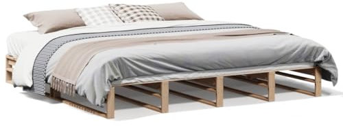 Sufrk Massivholzbett ohne Matratze 200x200 cm Holz Bett Massivholzbett Bed Frame Bettgestell Bett Holz Kiefer