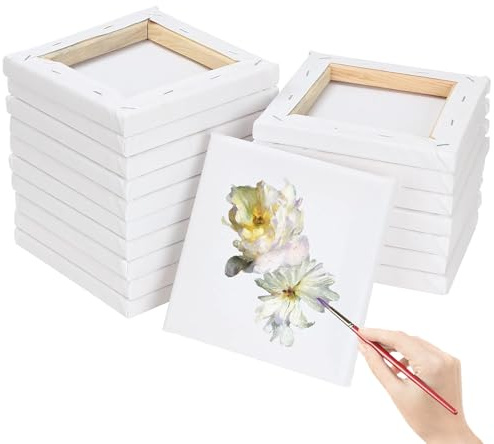 NINGYER 18 Stück Leinwand zum Bemalen, Mini Leinwand Quadrat 10x10cm Geeignet für Acryl- und Kunstgewerbe-Ölgemälde Sowie zum Zeichnen und Malen (Weiß)