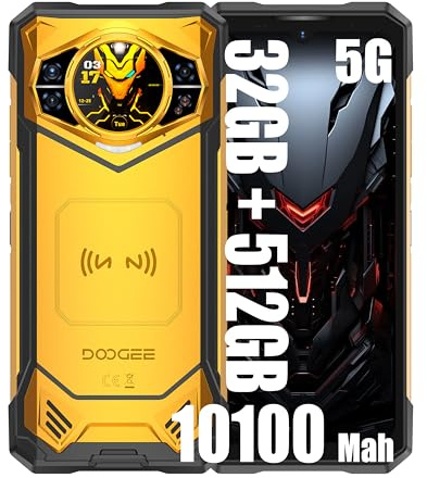 DOOGEE S200X 5G Móviles, 32GB + 512GB, 10100mAh/33W, 4G Robusto, 100MP + 20MP (Visión Nocturna) + 20MP, Android 14 6.72 Pulgada AMOLED FHD+ Smartphones Libres Naranja