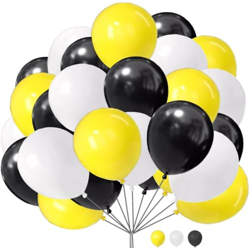 25 Stück Schwarz Gelb Weiß Luftballon 25,4 cm Luftballons für Ballongirlande Babyparty Verlobung Hochzeit Geburtstag Abschluss Jahrestag Bachelorette Party Dekorationen