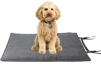 HS-Hundebett Made in Germany Outdoor Hundedecke, robuste & wasserfeste Reise-Hundedecke I waschbar bei 40° - mit 3 cm Vlies-Füllung (Cord Anthrazit, 65x95 cm)