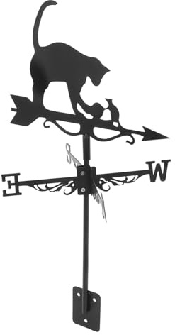 POPETPOP Girouette Décorative en Acier Inoxydable pour Jardin et Terrasse, Indicateur de Vent Résistant, Motif Chat et Souris, Décoration Extérieure Vintage pour Pelouse, Outil Météo Fiable