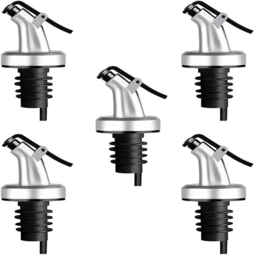 Patifirst 5 Pezzi Versatore per Bottiglia per Olio con Tappo, Beccuccio per Olio di Oliva, Versatori Vino Salvagoccia, per Pulizia, Dosatore per Vino, Cocktail, Olio D'Oliva, Succo, Sciroppo, Aceto