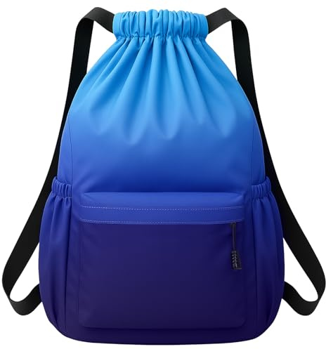 Qoosea Turnbeutel Kordelzug Rucksack, Große Kapazität Sportbeutel Wasserdicht Nylon Turnbeutel, Verstellbar Tunnelzug Gymsack für Damen Herren, Sporttasche für Gym Schwimmen Sport Reisen