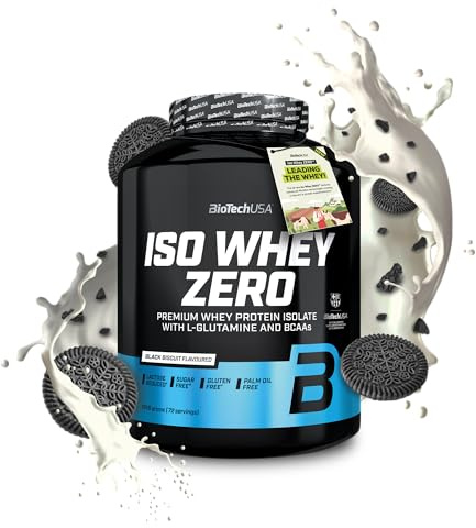BioTechUSA Iso Whey Zero | Premium Whey Protein Isolate | Grass-Fed | Enzyme-Free | Sugar- and Gluten-free, 1816 g, Svart kex