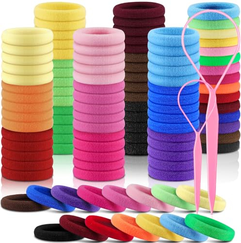 150PCS Hair Ties, IKOCO Cotton Small Hair Ties for Little Girls, Baby and Kids, Colorful Seamless Ponytail Holders