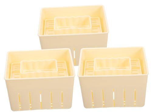 Garneck Tofu Press Mold and Cheese Press Tool 3pcs Set 140x105x95mm Plastic DIY Household Kitchen Bean Curd Presser for Homemade Tofu and Cheese Making
