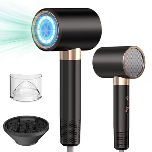 Asciugacapelli Ionico Professionale 2400W Motore AC, 3 Temperature e 2 Velocità, Pulsante Caldo/Freddo Istantaneo, Diffusore Universale Incluso, Viaggio Compatto per Parrucchieri, Casa, Capelli Ricci
