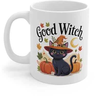 Tasse Good Witch – Mug Chat Noir Halloween Automne – Cadeau Sorcière Mignonne 325ml