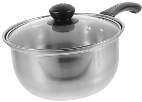 Casseruola Piccola in Acciaio 18 Cm Con Coperchio, Pentola Per Cucina Domestica Per Latte e Zuppe, Padella Da Cucina Multifunzione Adatta a Fornelli a Gas e Induzione