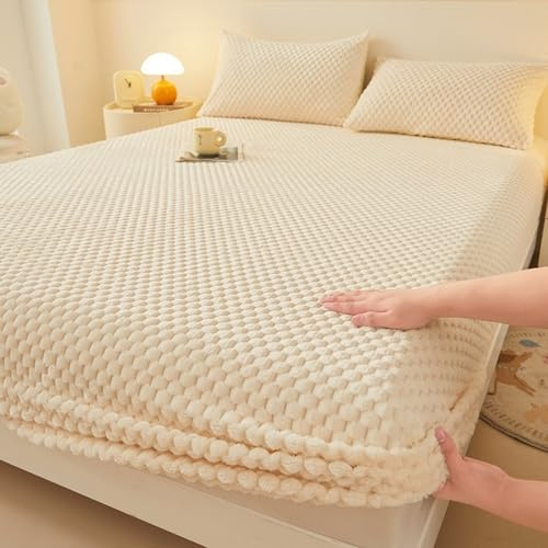 JIANINGHOME Sábana bajera ajustable de franela de 50 x 75 cm, de felpa mullida, cálida para invierno