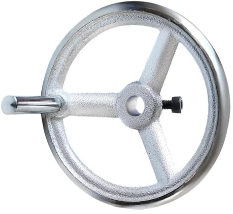 3 Spoke Lathe Hand Wheel OD 76-190mm Round Milling Handwheel with Detachable Handle Cast Iron Chrome Plated Rotary Metal Handwheels(190x20mm)