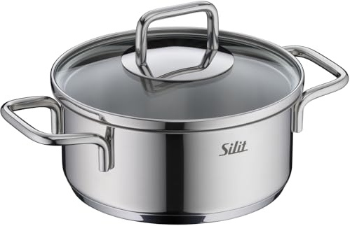 Silit Extra Cook Mini-Bratentopf 14 cm mit Glasdeckel, Innenskalierung, breiter Schüttrand, qualitativer, spülmaschinenfester Crominox-Edelstahl, kleine Portionen, platzsparend stapelbar, tropffrei