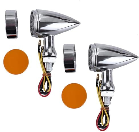 TOYANDONA Lámpara Retro para Motocicleta de Aluminio Intermitentes Dobles Luz Amarilla Electrochapada Señalización Clásica para y Accesorios Moto