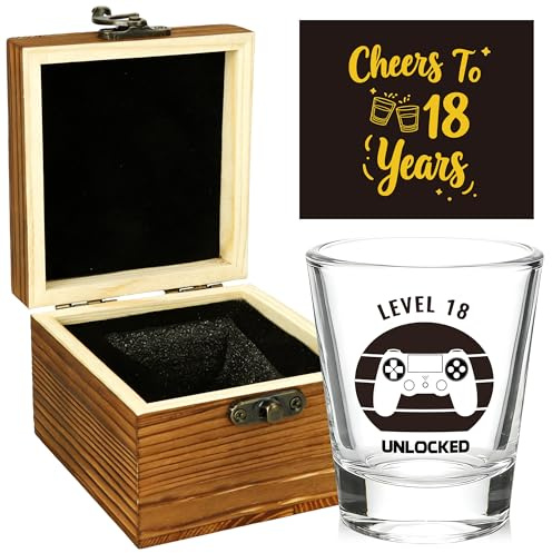 18th Birthday Gifts for Men, 2008 Whisky Glass Set, Wooden Box & Card | 18th Birthday Gift Set: Whisky Glass, Keepsake Box & Card. A fun milestone present for son, brother or friend.