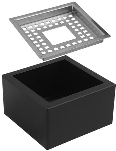 Inoxidable Cenicero Negro de Grande Cuadrado Acero para Mesa | Antiviento Base Profunda y Rejilla Superior, Mantenimiento Fácil para Reuniones y Fiestas