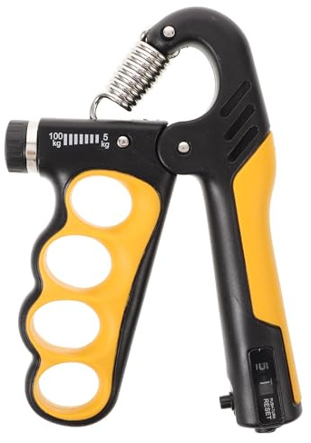 FUOYLOO Entrenador de Fuerza de Agarre Ajustable Contador Mecánico, Ejercitador de Mano y Antebrazo Naranja para Entrenamiento Muscular, Fortalecedor de Muñeca y Pinzas de Mano, Equipo