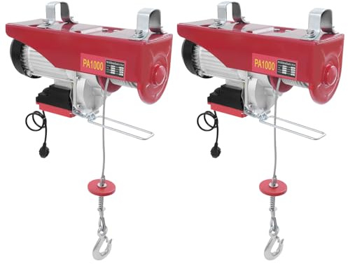 HUOMMGS 2 Seilwinde Elektrisch 230V Elektrische Seilwinde mit Funkfernbedienung | 12m EK & 6m DK Hubhöhe | 500KG & 1000KG (EK/DK) | 12m Stahlseil | Endabschaltung | Upgrade Seilzug