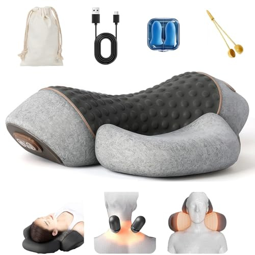 2026 Theratex 3-in-1 Massagegerät, Triple Method Shoulder Massager mit Heizung, Massage & Traktion, Thera Kissen 3 in 1 Therapie Kissen Relavie, Lindert Muskelermüdung(Space Grau)