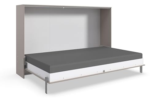 möbelando Schrankbett Bahamas | Platzsparendes Klappbett für Kinder & Jugendzimmer | 120x200 cm Liegefläche | Horizontale Klappfunktion | SAHARAGRAU | Made in Germany | GS-Zertifiziert