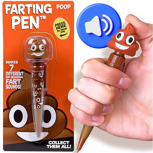 Farting Poop Pen with 7 Funny Fart Sounds - Silly Novelty Gag Gift for Boys & Girls Ages 8-12, Funny Gifts for Kids & Teens, Great Birthday Gift Ideas, Poop Pen That Actually Farts (Classic)