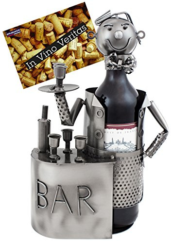 BRUBAKER Wein Flaschenhalter Barkeeper Metall Skulptur mit Geschenkkarte