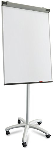 MOB Flipchart Piranha Whiteboard fahrbar mit Rollenfuss Ständer 67x105cm | Höhenverstellbar bis 210cm, Beschreibbar, Trocken abwischbar, magnetisch | Flip Chart mit Magnettafel rollbar & Seitenarmen