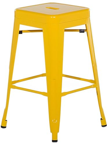 Beliani Set di 2 Sgabelli in Acciaio Giallo Impilabili Moderni 76 cm