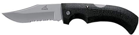 Gerber Taschenklappmesser mit Teilwellenschliff und Holster | Klingenlänge: 9,5 cm, Gator Folder Clip Point, Schwarz, 31-003614