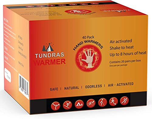 Tundras Hot Handwärmer Natural Safe – 160 Wärmer – langlebig natürlich sicher und geruchlos Einweg-Luft-aktiviertes Wärmekissen für Hände, Zehen und Körper, TSA-geprüft