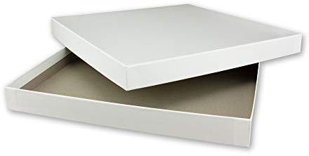 NEUSER PAPIER 2x Quadratische Aufbewahrungs- und Geschenk-Schachtel in Hochweiß (Weiß) - 24 x 24 x 2,3 cm - Stülp-Schachtel mit Deckel - Ideal als Fotobox und Geschenkbox