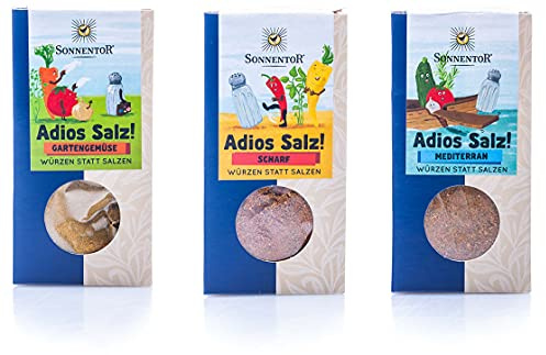 Sonnentor Adios Salz Gewürzmischung Scharf, Mediterran, Gartengemüse 3er Se