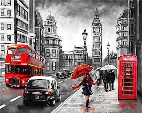 Pracht Creatives Hobby Diamond Painting Set, Bild mit Motiv London und Zubehör, Größe ca. 44 x 33 cm, Bastelset zum Malen mit Glitzersteinchen für Kinder ab 5 Jahren