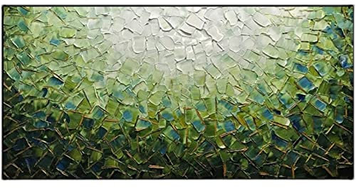 Acrylbilder Auf Leinwand Handgemalt, Grünes Dickes Texturverlaufsplaid Abstraktes Modernes Großes Originales Handgemaltes Messerkunstwerk Gemälde Auf Leinwand Wandkunst Für Home Office Dekorati