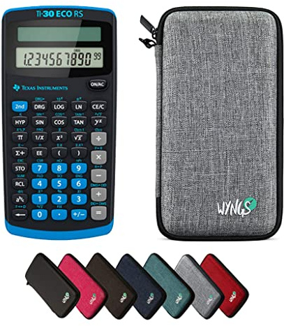 TI-30 ECO RS Taschenrechner inklusive Schutztasche von WYNGS in Hellgrau - Basic Set