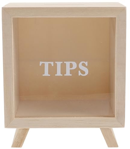 Alipis Tirelire en Bois Transparente Boîte D'Épargne Créative pour Enfants Pot À Pourboires pour Famille Décoration D'Intérieur Cadeau d'anniversaire 14.00 X 12.00 X 8.00 cm
