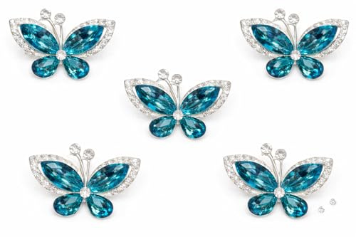Kristall-Schmetterling-Strasssteine mit flacher Rückseite, Güteklasse A, glitzernd, 5 Stück, Strasssteine der Güteklasse A