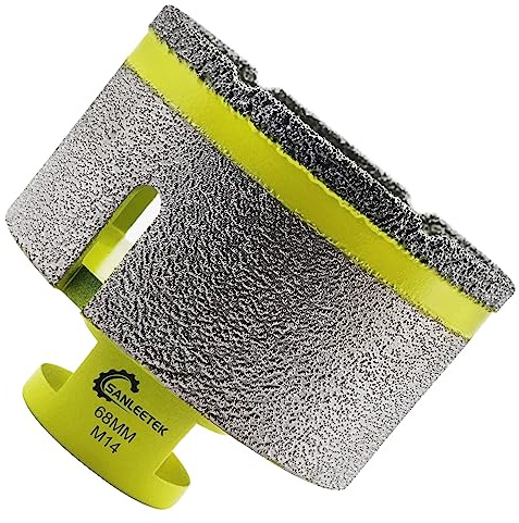 Diamant Fliesenbohrer 68mm Diamant Fingerfräser - Lochsäge Bohrkrone Bohren und Schleifen für Porzellan Keramik Fliesen Granit Marmor Kunststein M14 Gewinde SANLEETEK