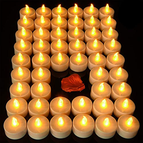 Aku Tonpa Dure 2 fois plus longtemps – Bougies chauffe-plat sans flamme [Lot de 100, piles incluses], bougies chauffe-plat réalistes, bougies chauffe-plat scintillantes brillantes, bougies à piles