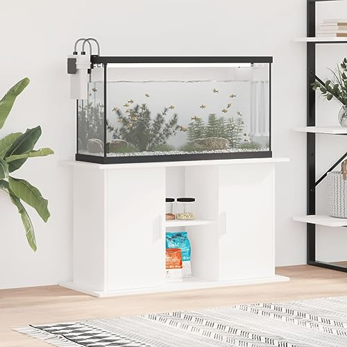 Festnight Aquarium Unterschrank Aquariumständer Weiß Aquarium Mit Unterschrank Aquarium Stand Aquarium Tisch 101 x 41 x 58 cm Holzwerkstoff Ständer für Aquarium