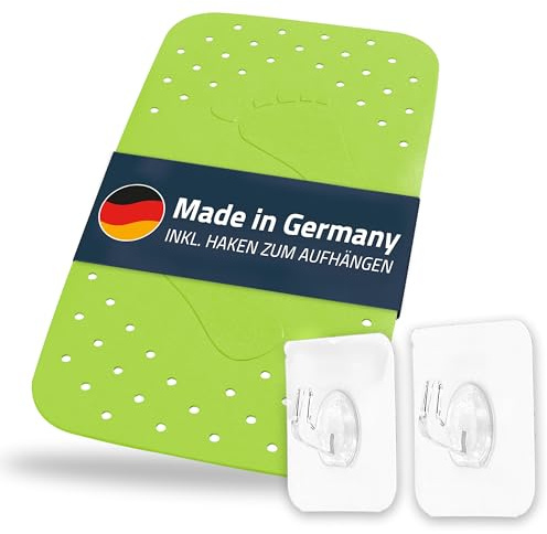Alfombrilla para bañera, 38 x 72 cm, Color Verde Claro, 100% TPE, Incluye 2 Ganchos, sin PVC, ftalatos, Plomo, látex, Fabricado en Alemania