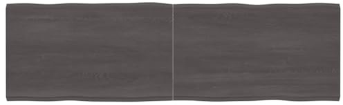ShGaxin Tischplatte Dunkelgrau 200x60x4 cm Eichenholz mit Baumkante, Arbeitsplatte, Holzplatte, Schreibtischplatte, Waschtischplatte, Küchenarbeitsplatte