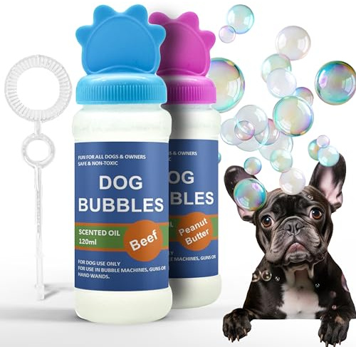 Petopedia 2 bolle per cani con profumo di burro di arachidi e manzo, giocattoli interattivi per cani per noia, cuccioli e cani di taglia grande, all'aperto, sicuri (240 ml (confezione da 2), entrambi