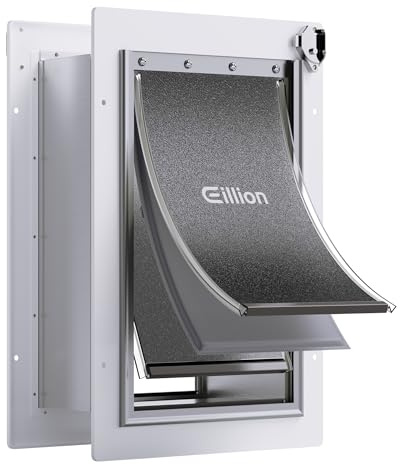 Pet Door for Wall Dog Door for Wall, 3-Flap Doggie Door with Insulation, All-Metal Frame and Telescoping Tunnel, Pets Up to 40 Lb (Medium Size)